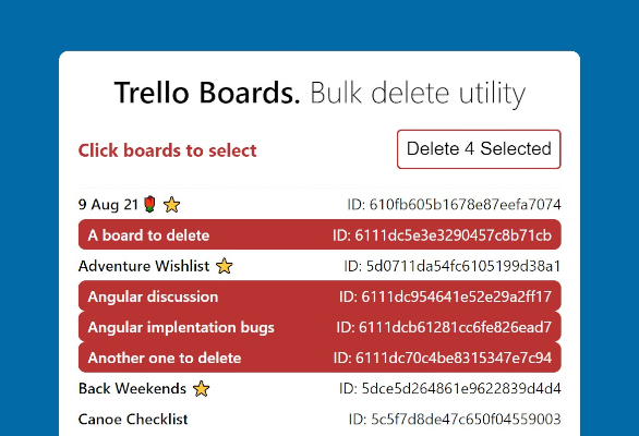 Trello Cleanup screenshot